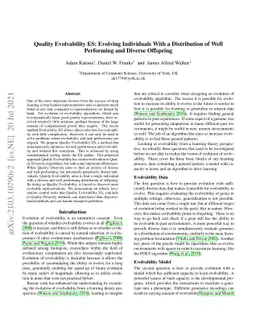 Quality Evolvability ES: Evolving Individuals With a Distribution of
  Well Performing and Diverse Offspring