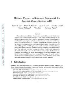 Bilinear Classes: A Structural Framework for Provable Generalization in
  RL