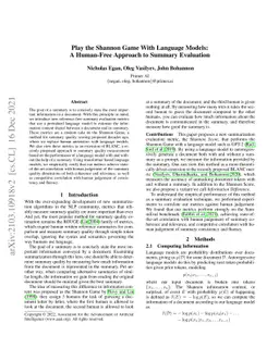 Play the Shannon Game With Language Models: A Human-Free Approach to
  Summary Evaluation
