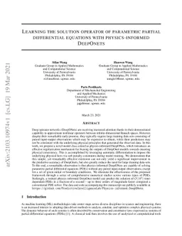 Learning the solution operator of parametric partial differential
  equations with physics-informed DeepOnets
