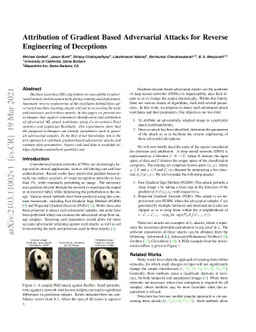 Attribution of Gradient Based Adversarial Attacks for Reverse
  Engineering of Deceptions
