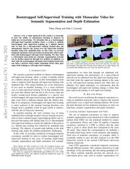 Bootstrapped Self-Supervised Training with Monocular Video for Semantic
  Segmentation and Depth Estimation