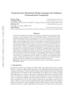 Projection-free Distributed Online Learning with Sublinear Communication
  Complexity