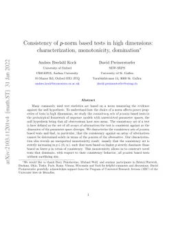 Consistency of $p$-norm based tests in high dimensions:
  characterization, monotonicity, domination