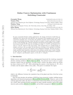 Online Convex Optimization with Continuous Switching Constraint