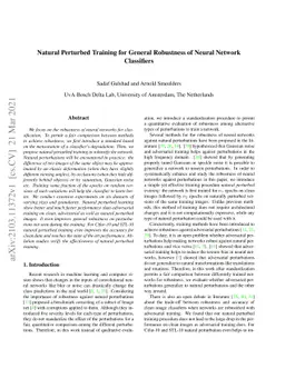 Natural Perturbed Training for General Robustness of Neural Network
  Classifiers