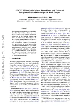 SEMIE: SEMantically Infused Embeddings with Enhanced Interpretability
  for Domain-specific Small Corpus