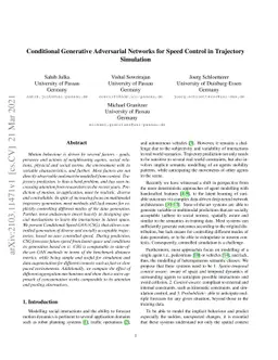 Conditional Generative Adversarial Networks for Speed Control in
  Trajectory Simulation