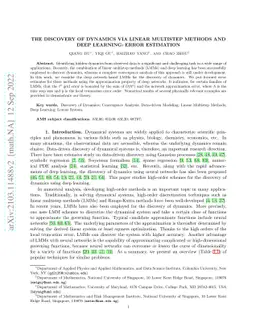 The Discovery of Dynamics via Linear Multistep Methods and Deep
  Learning: Error Estimation