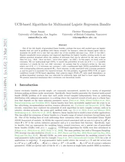 UCB-based Algorithms for Multinomial Logistic Regression Bandits