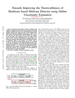Towards Improving the Trustworthiness of Hardware based Malware Detector
  using Online Uncertainty Estimation