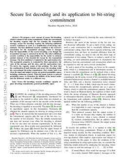 Secure list decoding and its application to bit-string commitment