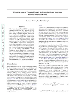 Weighted Neural Tangent Kernel: A Generalized and Improved
  Network-Induced Kernel