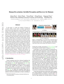 Human De-occlusion: Invisible Perception and Recovery for Humans