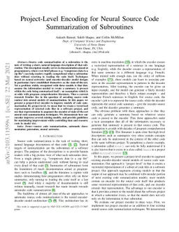 Project-Level Encoding for Neural Source Code Summarization of
  Subroutines