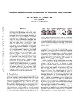 PriorityCut: Occlusion-guided Regularization for Warp-based Image
  Animation