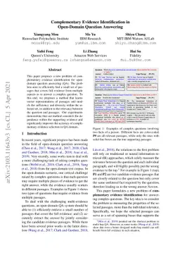 Complementary Evidence Identification in Open-Domain Question Answering