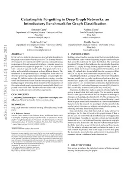 Catastrophic Forgetting in Deep Graph Networks: an Introductory
  Benchmark for Graph Classification