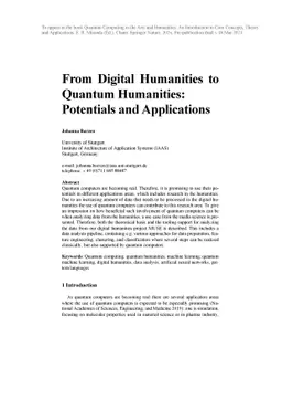 From Digital Humanities to Quantum Humanities: Potentials and
  Applications