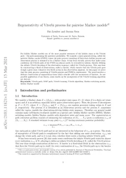 Regenerativity of Viterbi process for pairwise Markov models