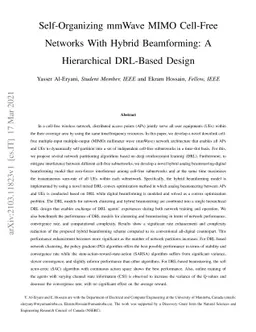Self-Organizing mmWave MIMO Cell-Free Networks With Hybrid Beamforming:
  A Hierarchical DRL-Based Design