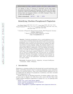 Identifying Machine-Paraphrased Plagiarism