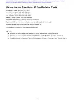 Machine Learning Emulation of 3D Cloud Radiative Effects