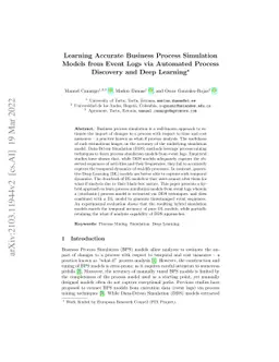 Learning Accurate Business Process Simulation Models from Event Logs via
  Automated Process Discovery and Deep Learning