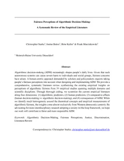 Fairness Perceptions of Algorithmic Decision-Making: A Systematic Review
  of the Empirical Literature