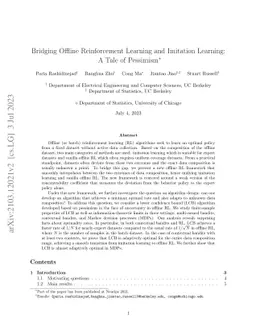 Bridging Offline Reinforcement Learning and Imitation Learning: A Tale
  of Pessimism