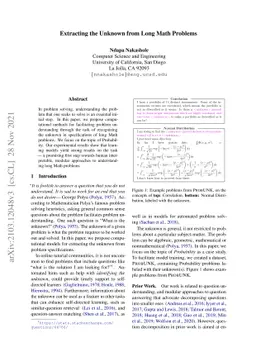 Extracting the Unknown from Long Math Problems