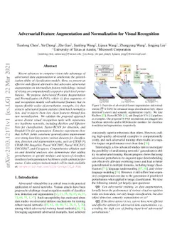 Adversarial Feature Augmentation and Normalization for Visual
  Recognition