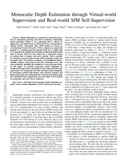 Monocular Depth Estimation through Virtual-world Supervision and
  Real-world SfM Self-Supervision