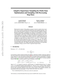 Adaptive Importance Sampling for Finite-Sum Optimization and Sampling
  with Decreasing Step-Sizes