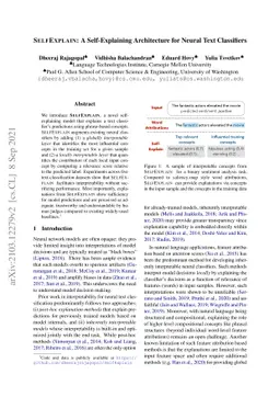 SelfExplain: A Self-Explaining Architecture for Neural Text Classifiers
