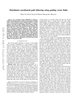 Distributed coordinated path following using guiding vector fields