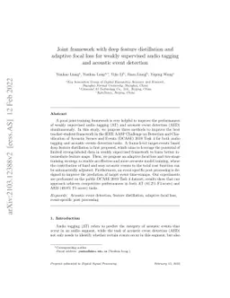 Joint framework with deep feature distillation and adaptive focal loss
  for weakly supervised audio tagging and acoustic event detection