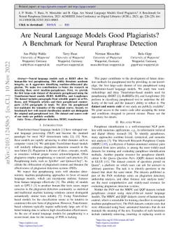 Are Neural Language Models Good Plagiarists? A Benchmark for Neural
  Paraphrase Detection