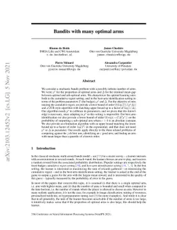 Bandits with many optimal arms