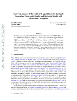 Improved Analysis of the Tsallis-INF Algorithm in Stochastically
  Constrained Adversarial Bandits and Stochastic Bandits with Adversarial
  Corruptions