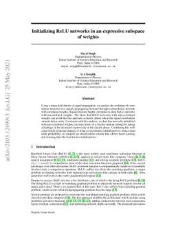Initializing ReLU networks in an expressive subspace of weights