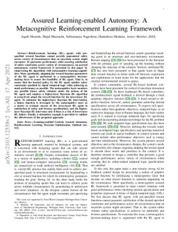 Assured Learning-enabled Autonomy: A Metacognitive Reinforcement
  Learning Framework