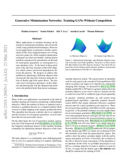 Generative Minimization Networks: Training GANs Without Competition