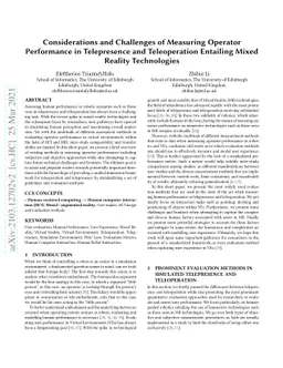 Considerations and Challenges of Measuring Operator Performance in
  Telepresence and Teleoperation Entailing Mixed Reality Technologies