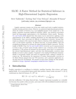 SLOE: A Faster Method for Statistical Inference in High-Dimensional
  Logistic Regression