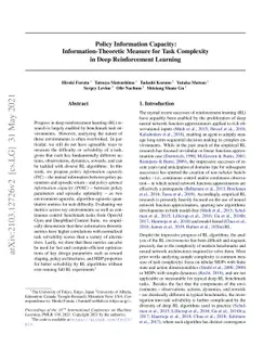 Policy Information Capacity: Information-Theoretic Measure for Task
  Complexity in Deep Reinforcement Learning