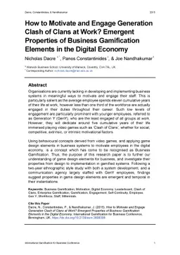 How to Motivate and Engage Generation Clash of Clans at Work? Emergent
  Properties of Business Gamification Elements in the Digital Economy