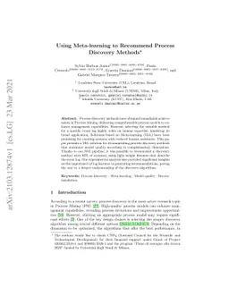 Using Meta-learning to Recommend Process Discovery Methods