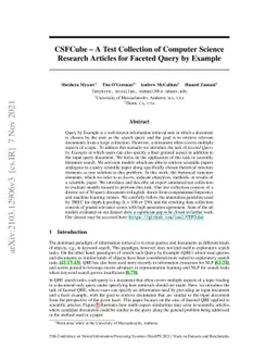 CSFCube -- A Test Collection of Computer Science Research Articles for
  Faceted Query by Example