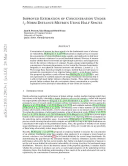 Improved Estimation of Concentration Under $\ell_p$-Norm Distance
  Metrics Using Half Spaces